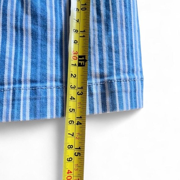 American Eagle Outfitters Blue and White Striped High Waist Shorts Stretch Sz 4 - Picture 5 of 6